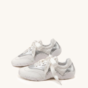 Flavia Baskets ballerines à lacets ruban - Blanc argenté