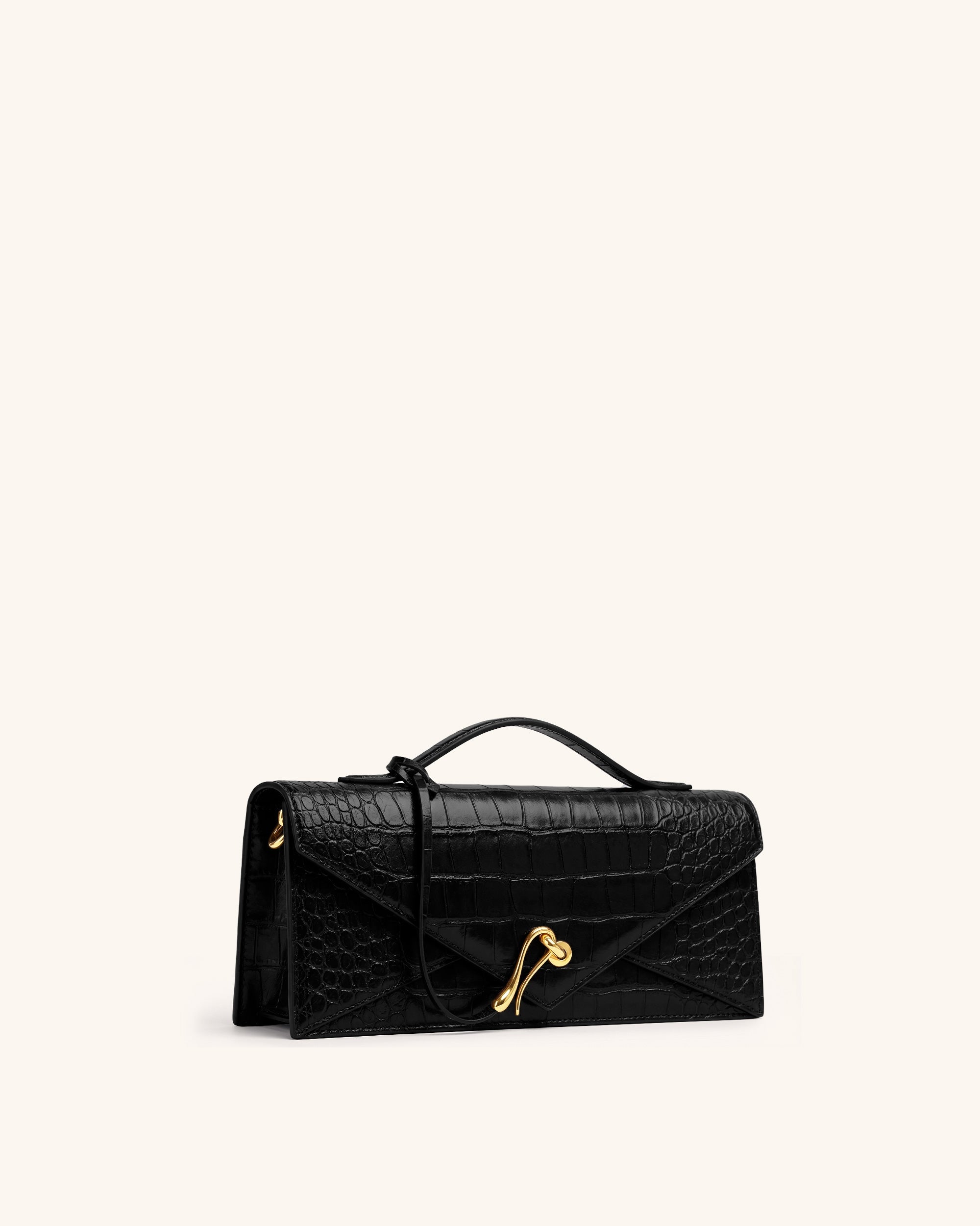 Celeste Sac à Poignée Enveloppe - Croco Noir – Image 2