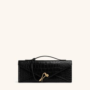 Celeste Sac à Poignée Enveloppe - Croco Noir
