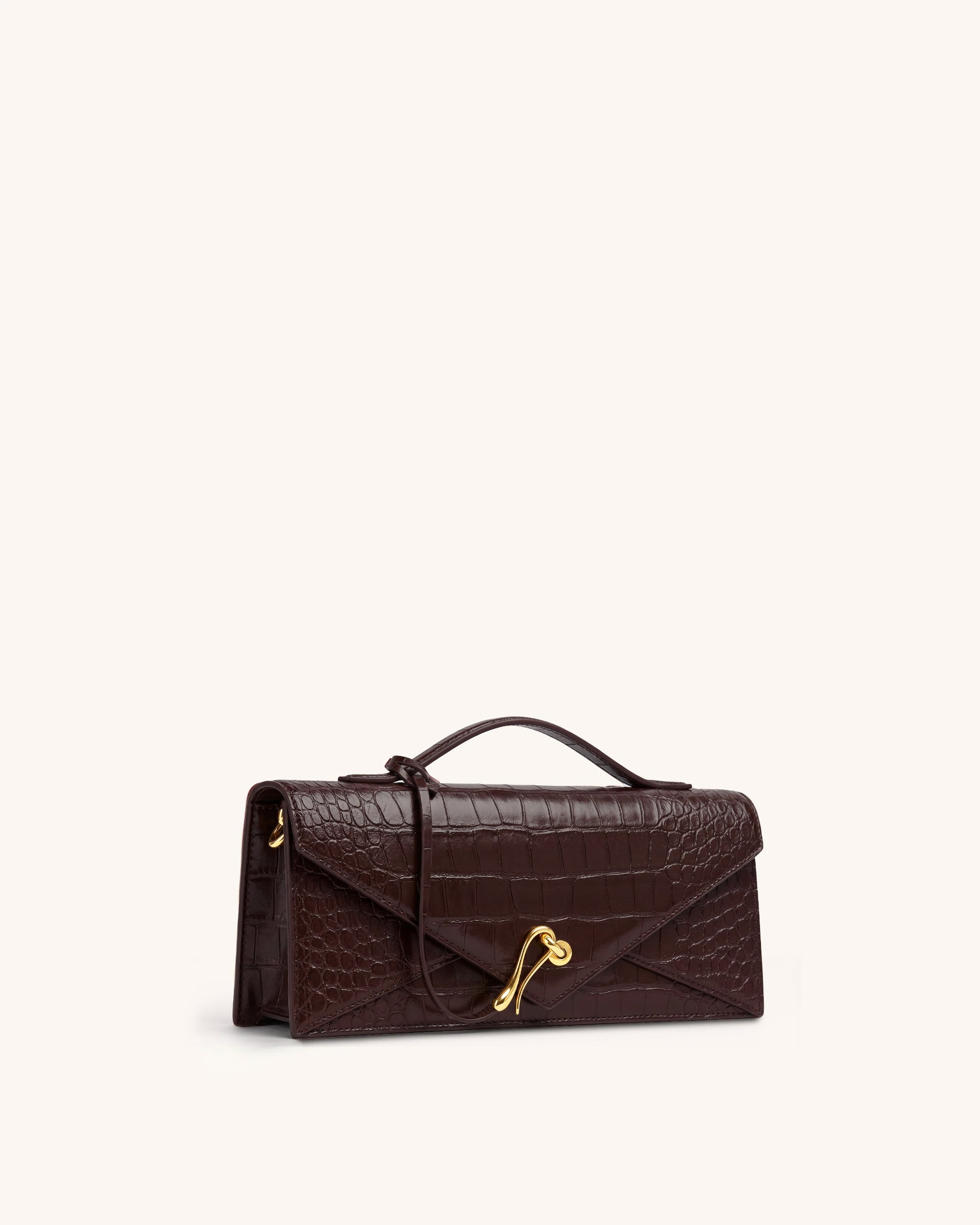 Celeste Sac à Poignée Enveloppe - Croco Marron Foncé – Image 2