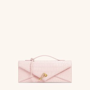 Celeste Sac à main enveloppe - Rose effet croco