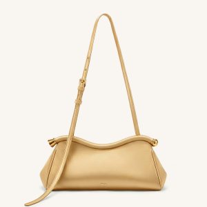 Naomi Sac d'épaule incurvé en satin - Or champagne