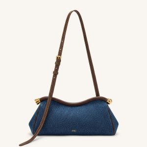 Naomi Sac d'épaule incurvé - Denim bleu