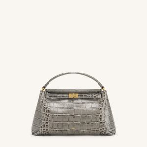 Carmen Sac à main aspect crocodile - Gris