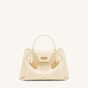 Rhea Petit sac d'épaule grainé à double boucle - Blanc