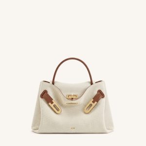 Rhea Petit sac d'épaule à double boucle en toile marron