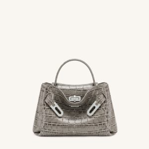 Rhea Petit sac d'épaule à double boucle - Crocodile gris