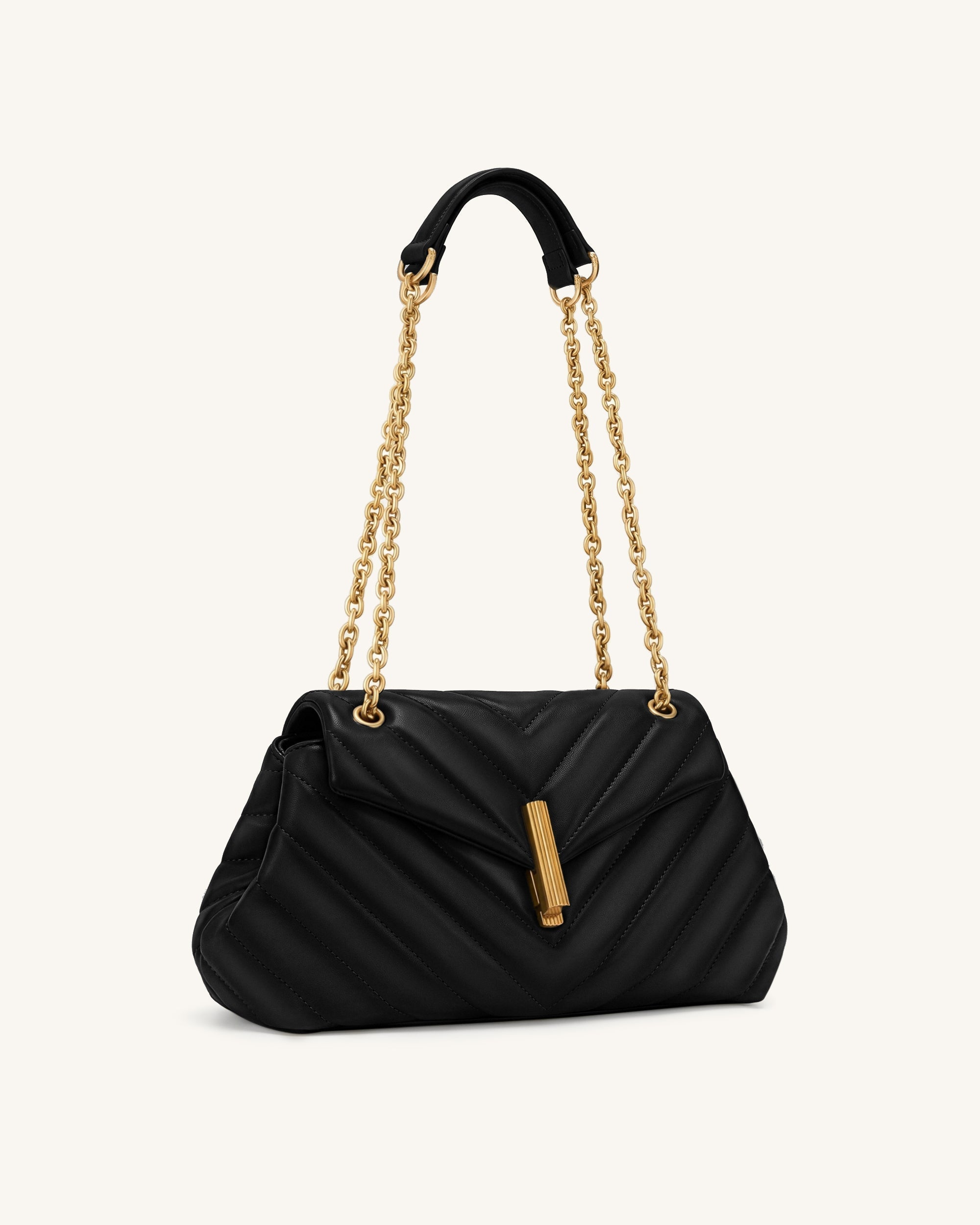 Valerie Sac porté épaule matelassé à rabat et chaîne - Noir – Image 2