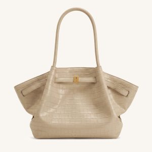 Hana Grand sac cabas aspect crocodile - Gris éléphant