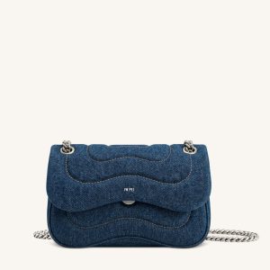 Tina Sac bandoulière matelassé à chaîne - Denim bleu