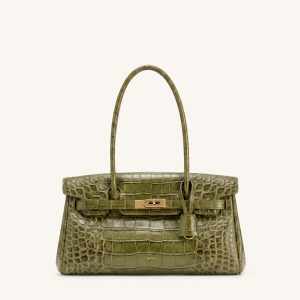 Yara Sac porté épaule - Vert gazon effet croco
