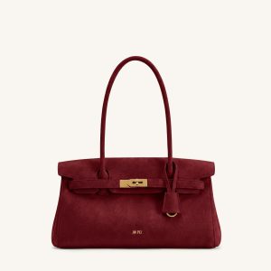 Yara Sac porté épaule en faux daim - Bordeaux