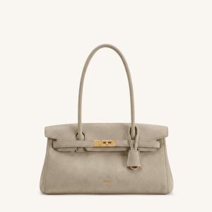 Yara Sac porté épaule en faux daim - Gris foncé