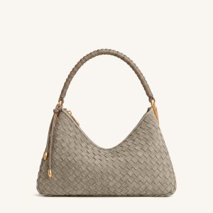 Lorena Sac à bandoulière tissé en faux daim - Taupe pierre