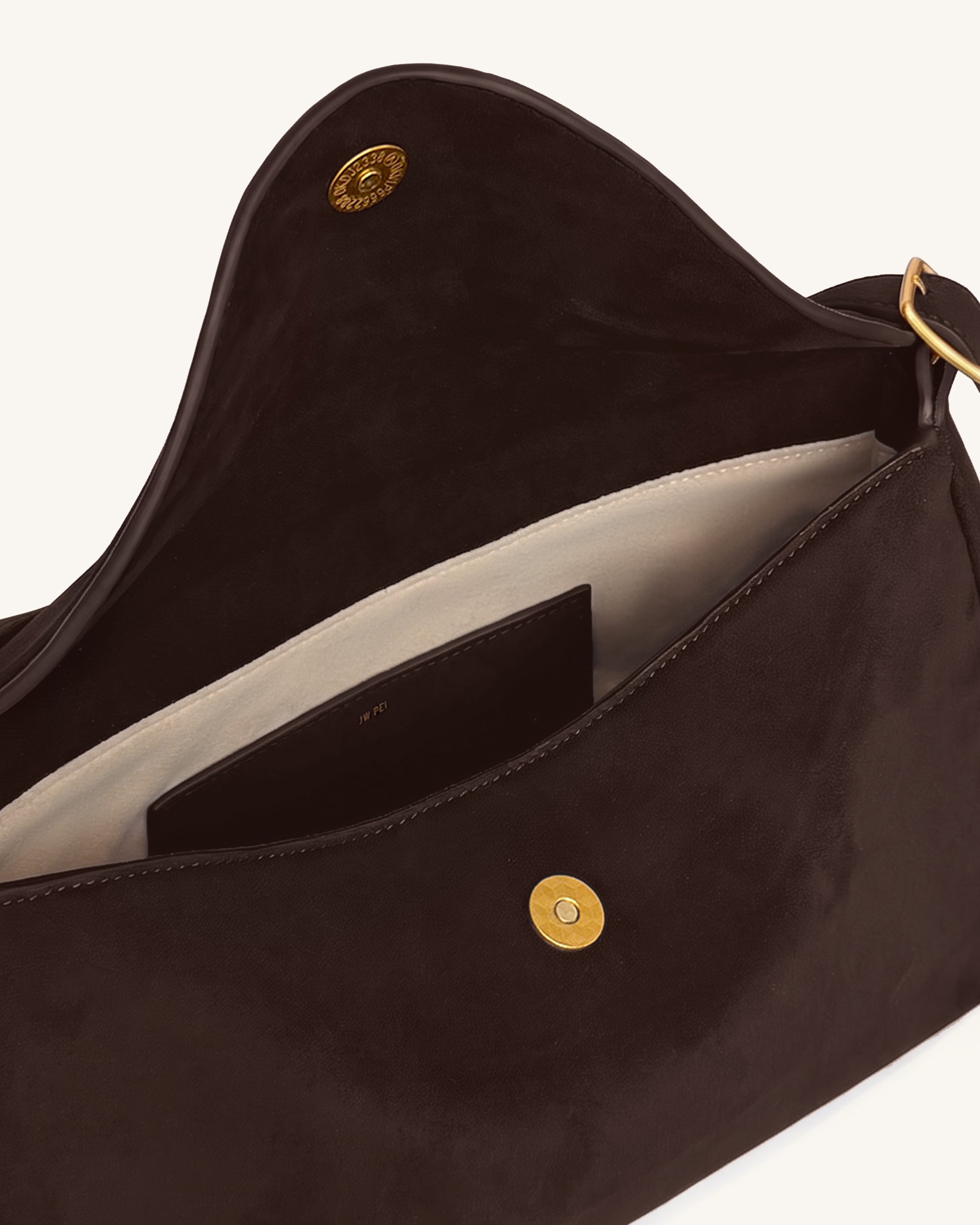 Elowen Sac bandoulière à rabat en faux daim - Marron foncé – Image 4