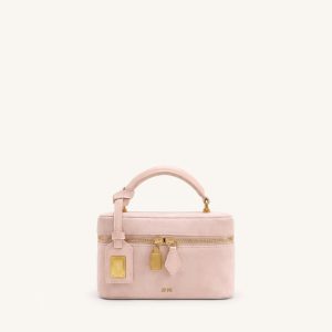 Cleo Sac à poignée supérieure forme boîte en faux daim - Rose