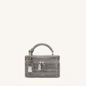 Cleo Sac à poignée supérieure forme boîte - Gris effet croco