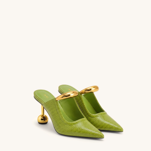 Sofia Mules à talon sphérique avec détail en métal - Vert
