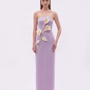 Robe bustier à appliqués floraux - Violet
