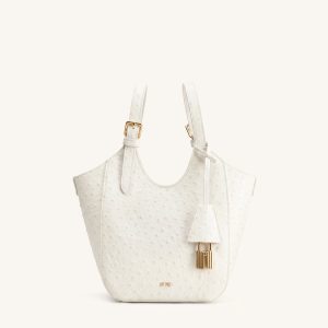 Ines Sac cabas imitation autruche avec cadenas - Blanc