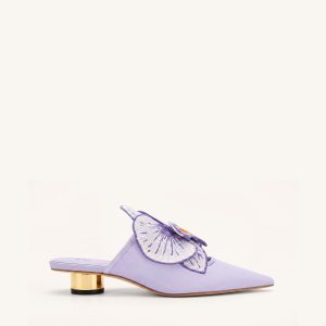 Helena Mules ajourées à décorations brodées - Violet