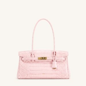 Yara Sac à bandoulière - Effet croco rose Sakura
