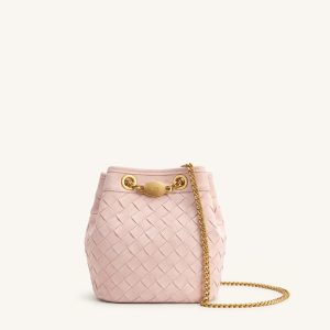 Yara Sac seau tissé à la main en similicuir suédé - Rose