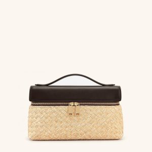 Thea Sac à poignée supérieure en paille synthétique - Marron