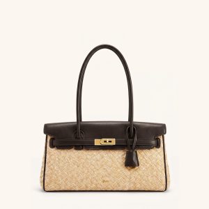 Yara Sac à bandoulière en paille synthétique - Marron
