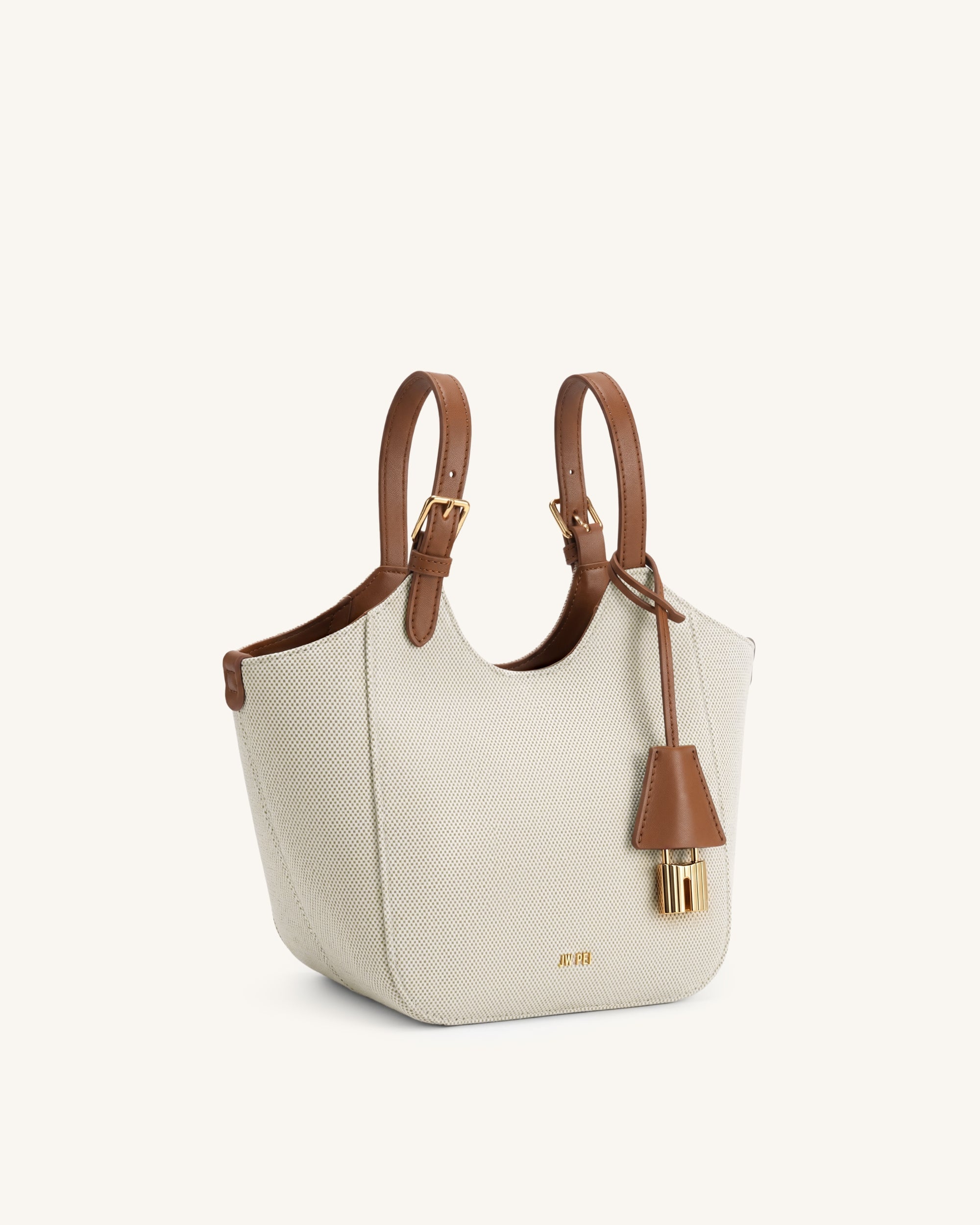 Ines Sac cabas avec cadenas - Toile marron – Image 3