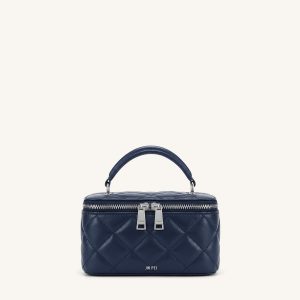 Vivienne Sac vanity matelassé à poignée supérieure - Marine