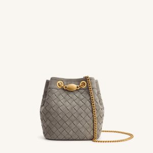 Yara Sac seau tissé à la main en suédine - Gris