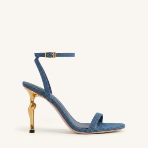 Alivia Sandales à talon en métal doré - Bleu denim