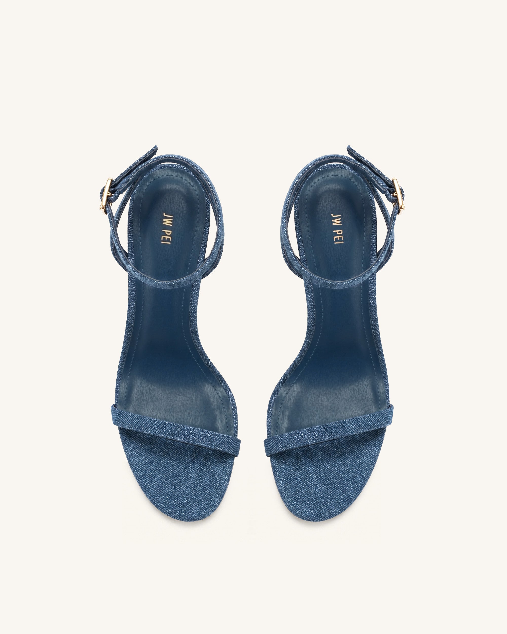Alivia Sandales à talon en métal doré - Bleu denim – Image 2