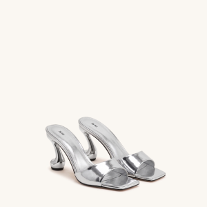 Hannah Mules à talons en similicuir métallisé - Argenté