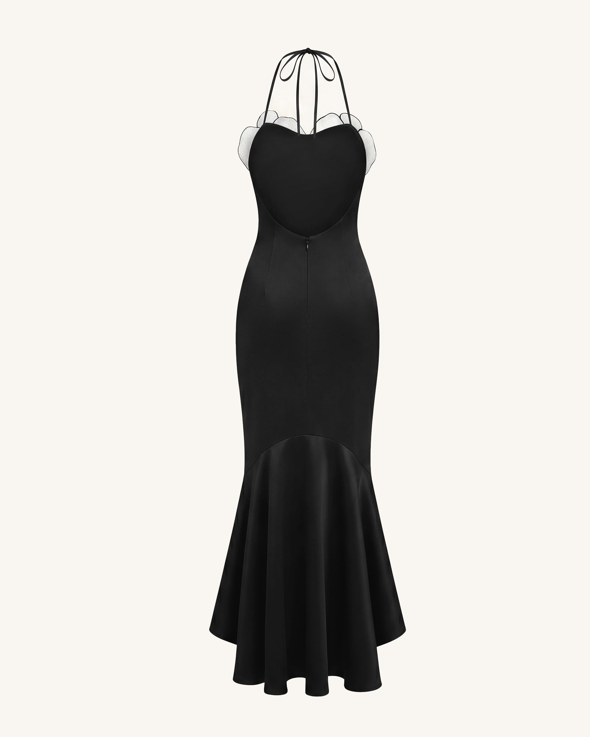 Robe midi asymétrique à broderies orchidées - Noir – Image 4