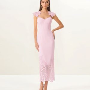 Orchid Robe corset brodée - Vieux rose