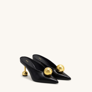 Mules à talon façon serpent Sofia - Noir