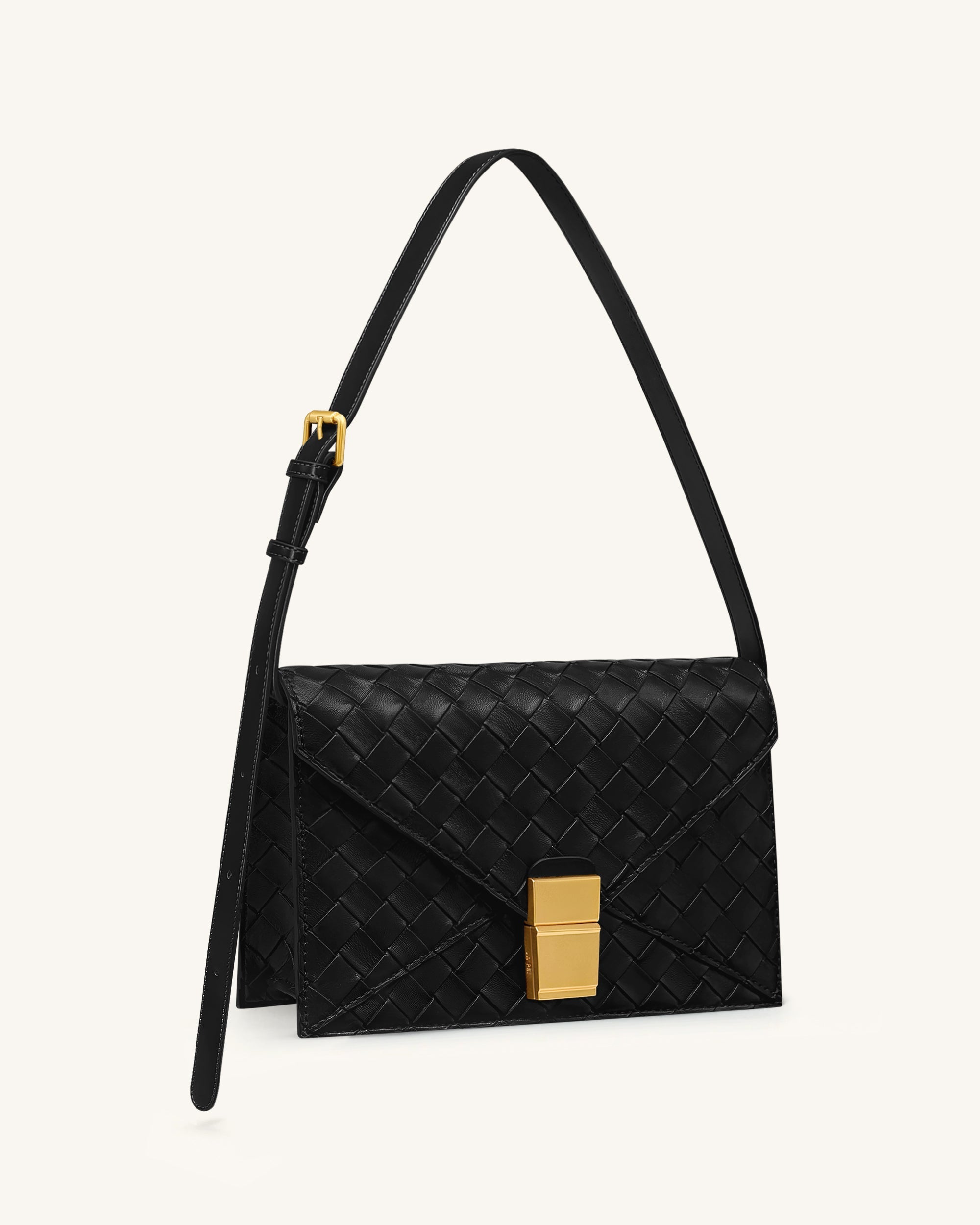 Clio Sac bandoulière enveloppe à texture tressée - Noir – Image 2