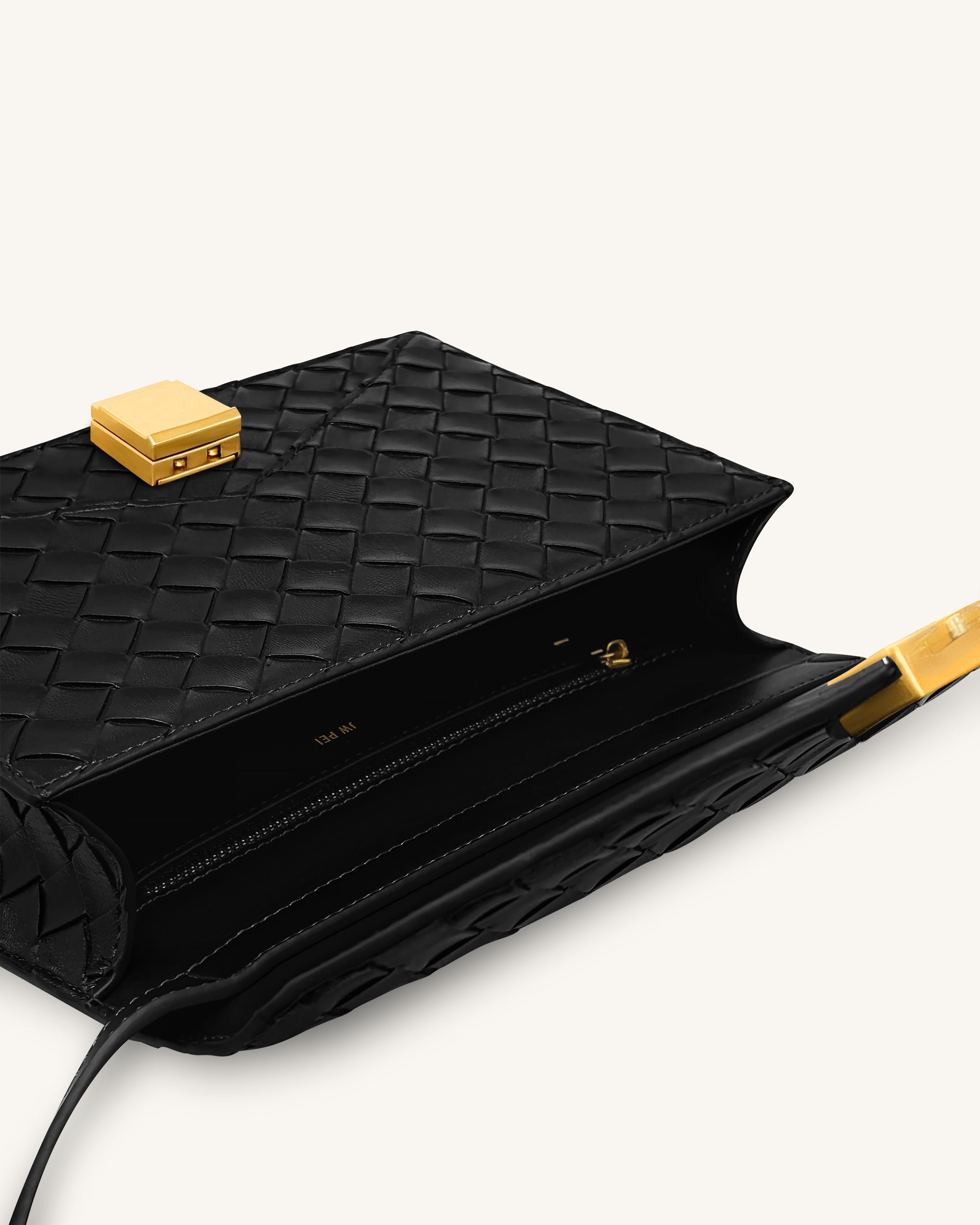 Clio Sac bandoulière enveloppe à texture tressée - Noir – Image 4