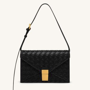 Clio Sac bandoulière enveloppe à texture tressée - Noir