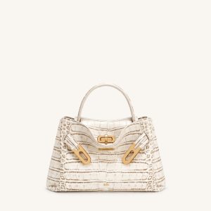 Rhea Petit sac d'épaule à double boucle - Crocodile blanc
