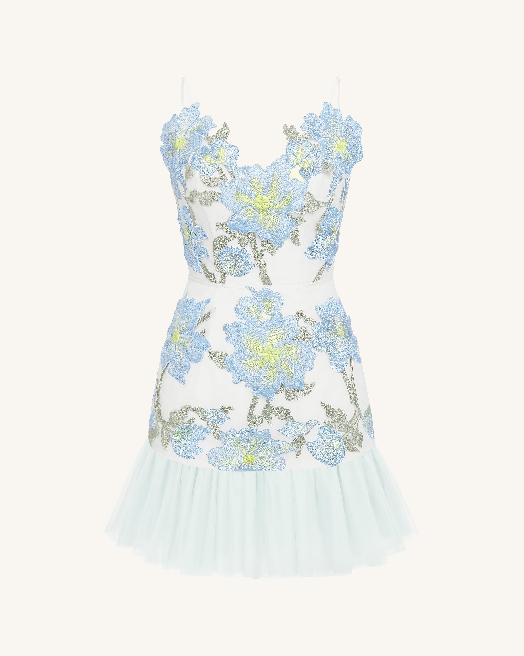 Mini robe à bretelles à fleurs - Bleu ciel – Image 3