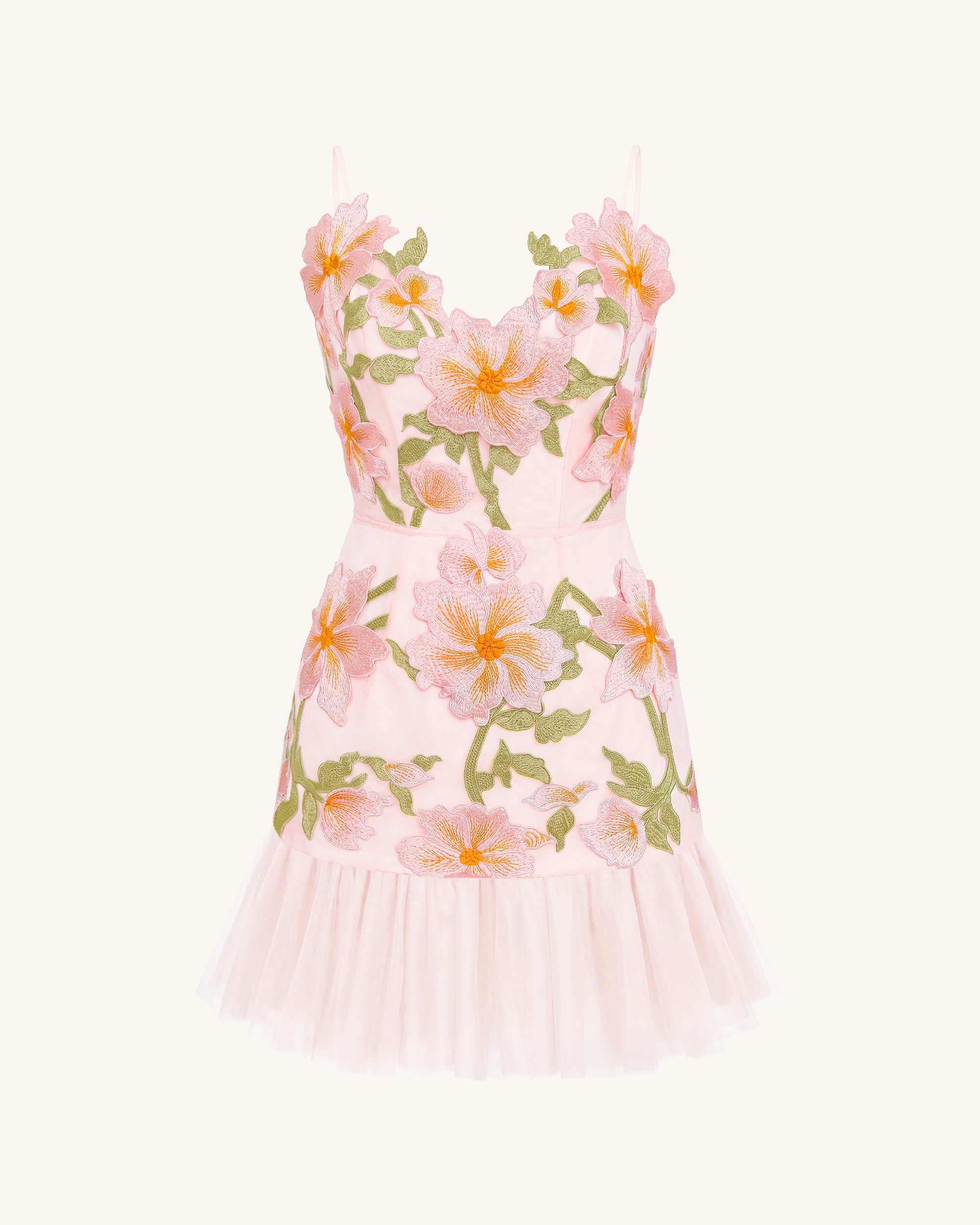 Mini robe à bretelles à fleurs - Rose – Image 3