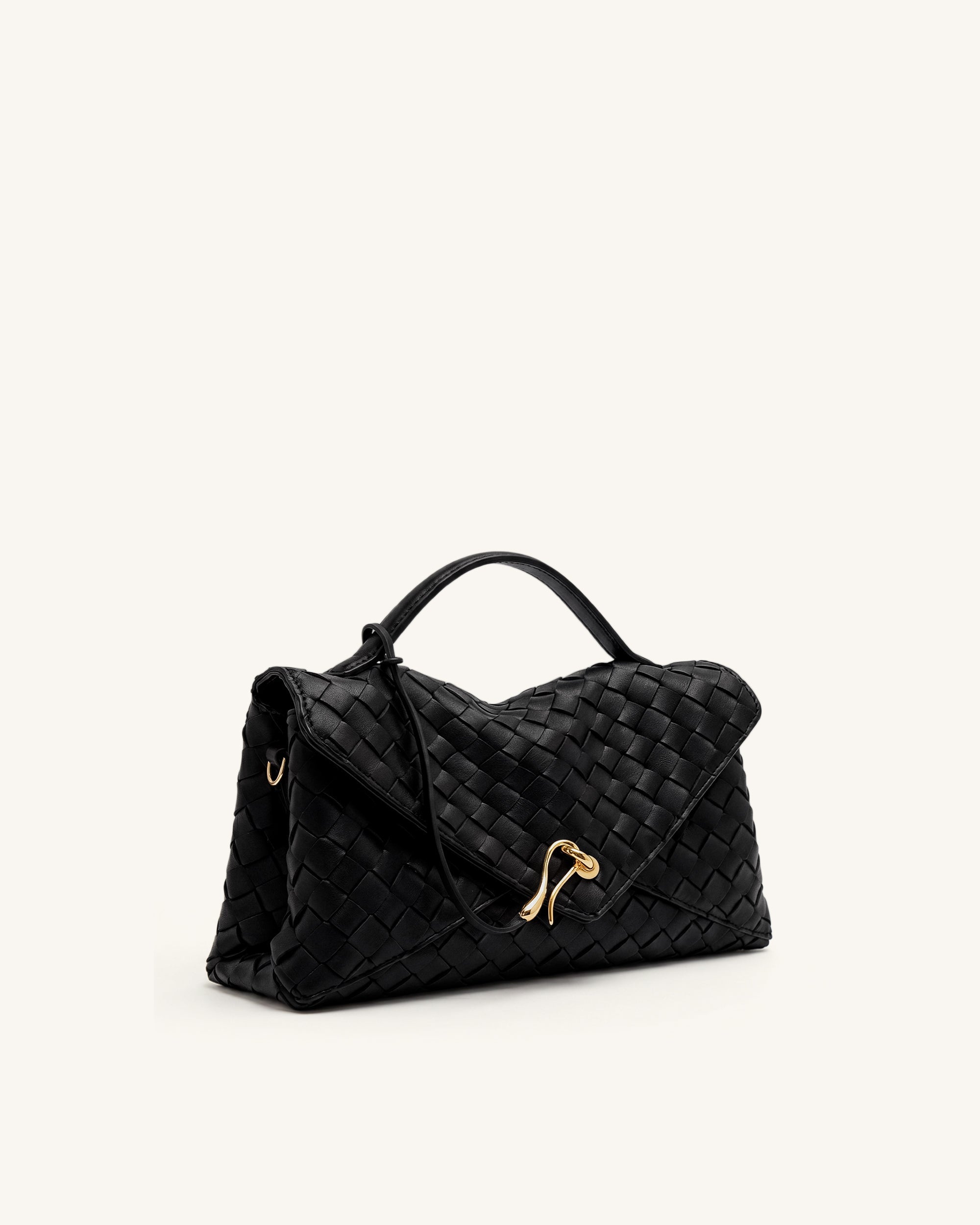 Celeste Sac pochette tissé - Noir – Image 2