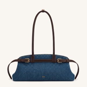 Sac bandoulière est-ouest avec détail de ceinture Arden - Denim bleu