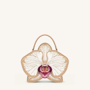 Flora Sac à poignée supérieure en forme d'orchidée - Champagne