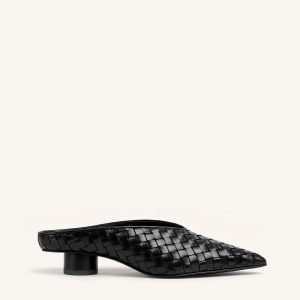 Helena Mules tissées texturées à bout pointu - Noir