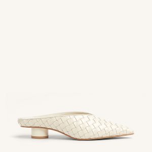 Helena Mules tissées texturées à bout pointu - Beige