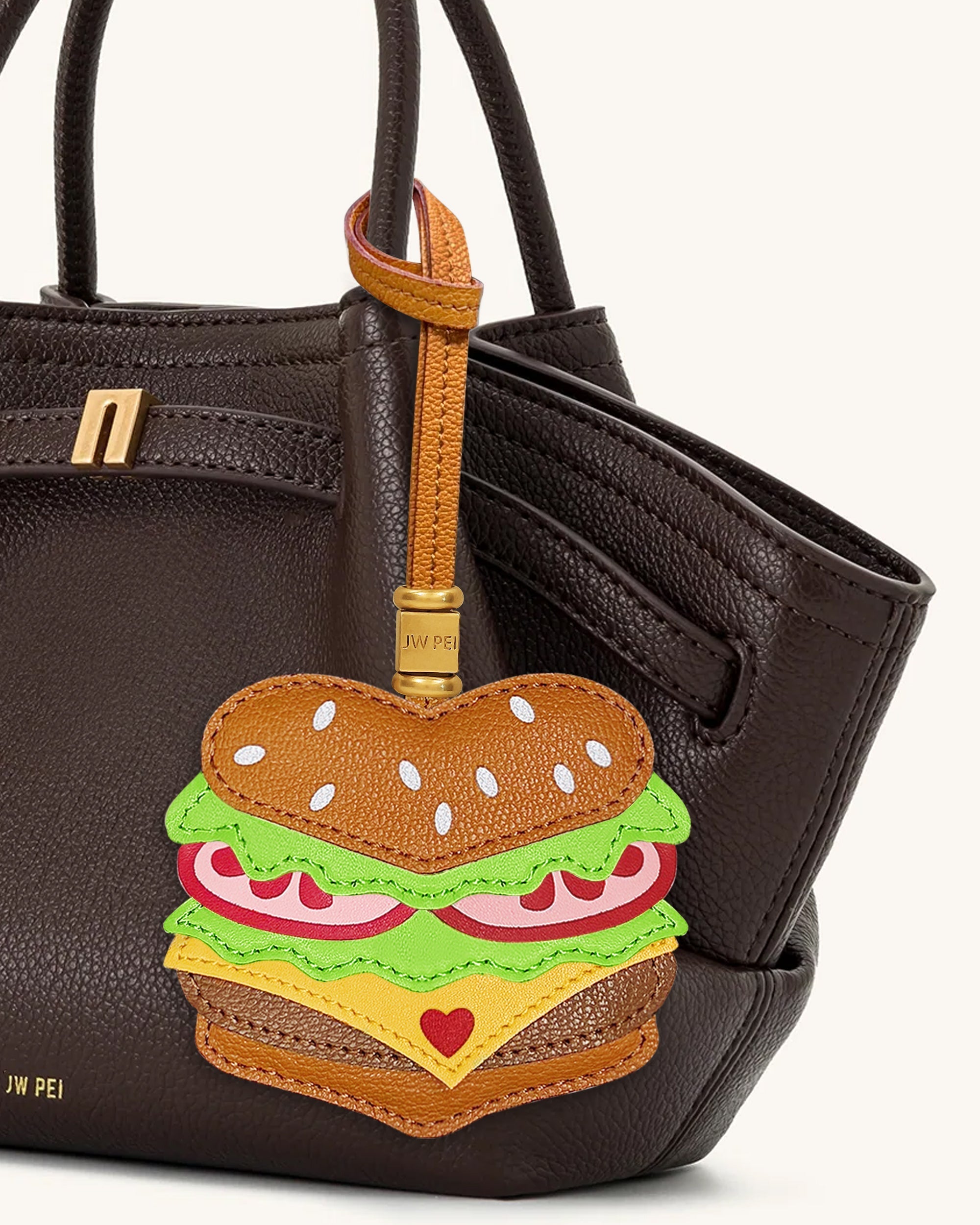 Breloque sac Burger - Marron – Image 2